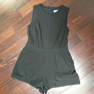 Black LOFT Romper w Pom Trim